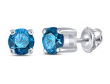 1/4 Carat (ctw I2-I3) Blue Diamond Solitaire Stud Earrings in 10K White Gold